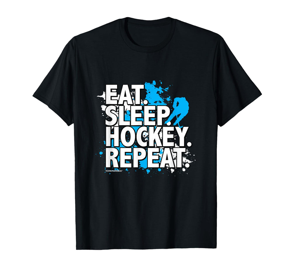 Eat Sleep Hockey Repeat T-Shirt - Custom Art Print Men Women