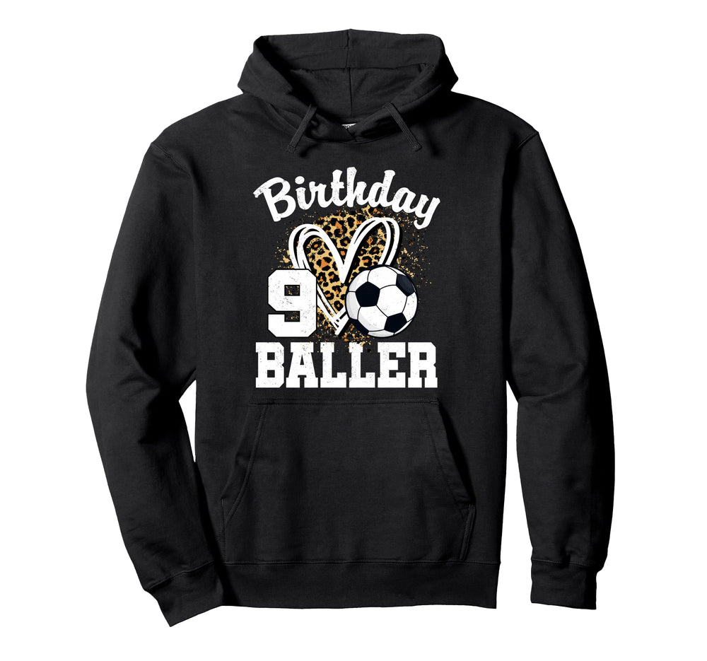 9Th Birthday Soccer Ball Leopard Heart 9 Hoodie - Custom Art Print Unisex