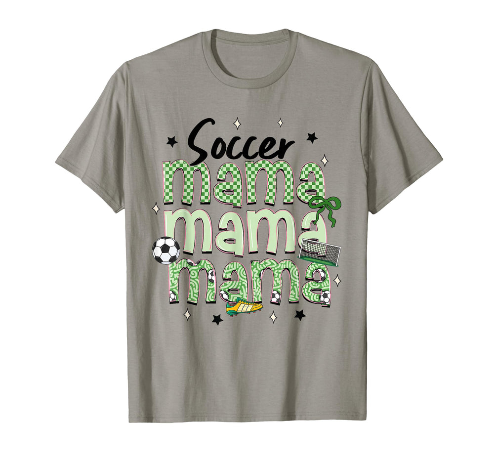 Soccer Mama Bow Checkered Soccer Lovers T-Shirt - Novelty Apparel Men Women