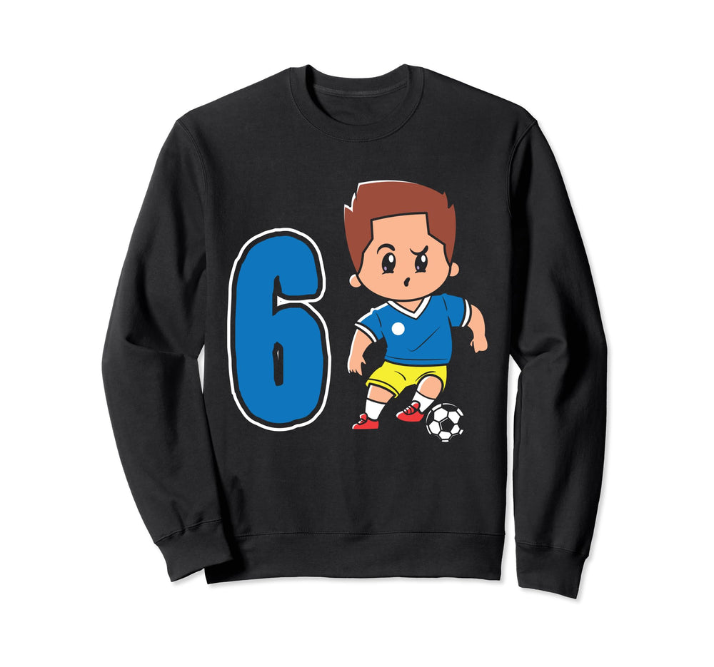 6Th Birthday 6 Years Soccer Sweatshirt - Minimalist Print for Adults