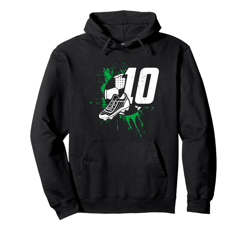 10Th Birthday Soccer Player Hoodie - Fun Novelty Design for Adults