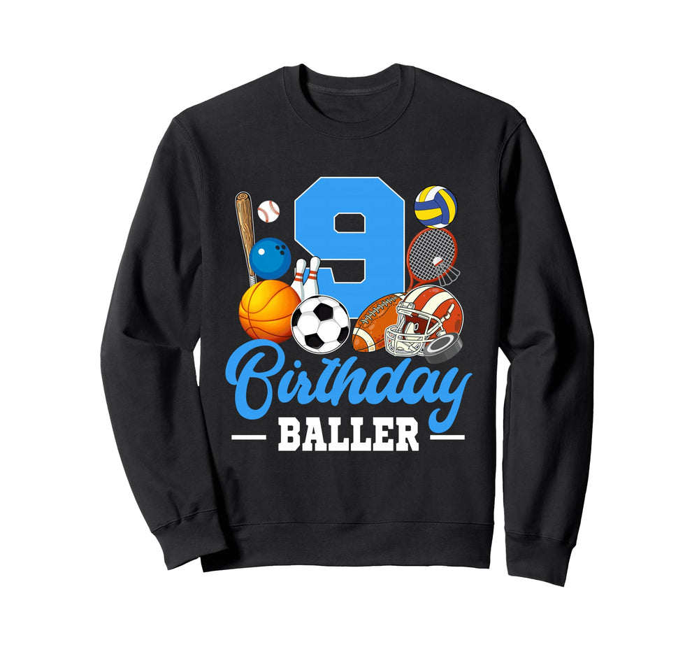 9 Year Old 9Th Birthday Sports Sweatshirt - Casual Everyday Wear Unisex