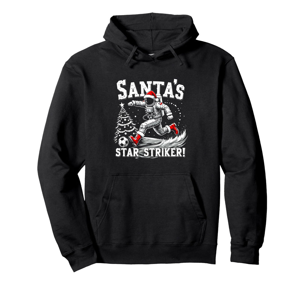 Santas Star Striker Funny Soccer Hoodie - Fun Novelty Design Men Women