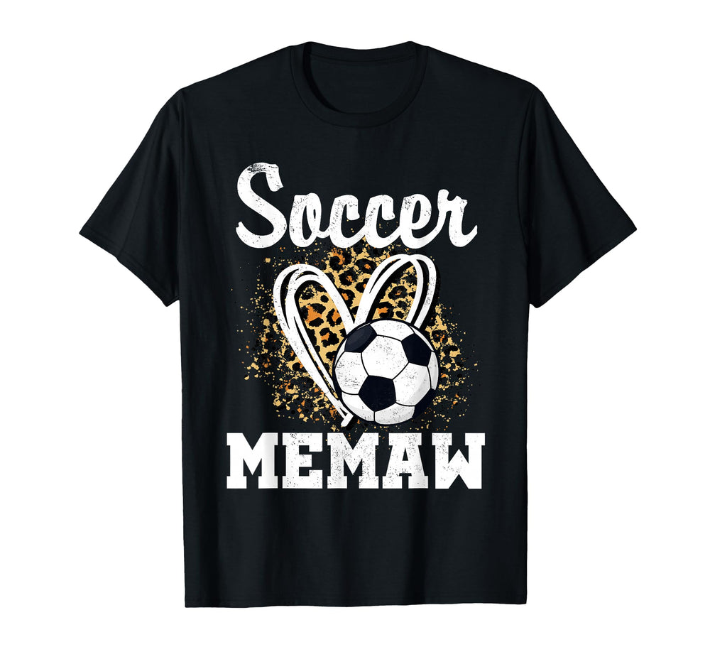 Soccer Memaw Leopard Heart Matching T-Shirt - Aesthetic Graphic Unisex