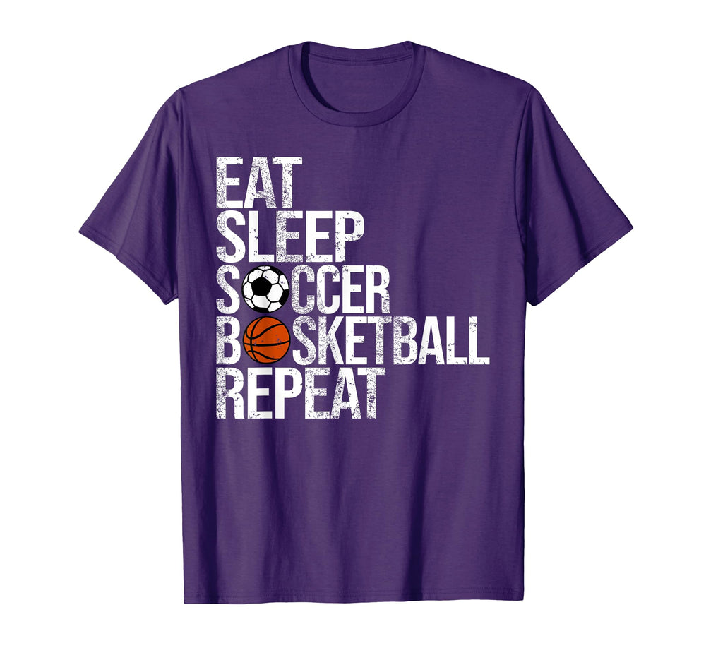 Eat Sleep Soccer Basketball Repeat Funny T-Shirt - Trendy Graphic Unisex