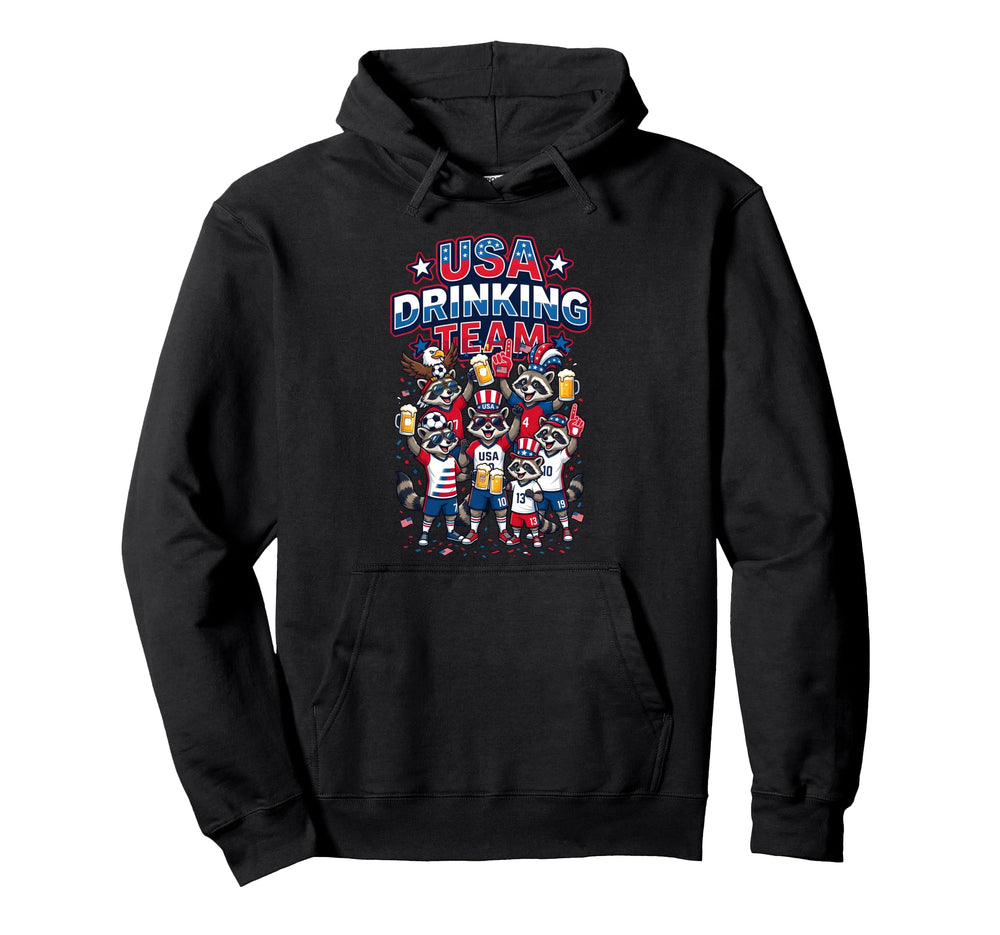 Usa Drinking Team Raccoon Soccer Hoodie - Novelty Apparel Men Women