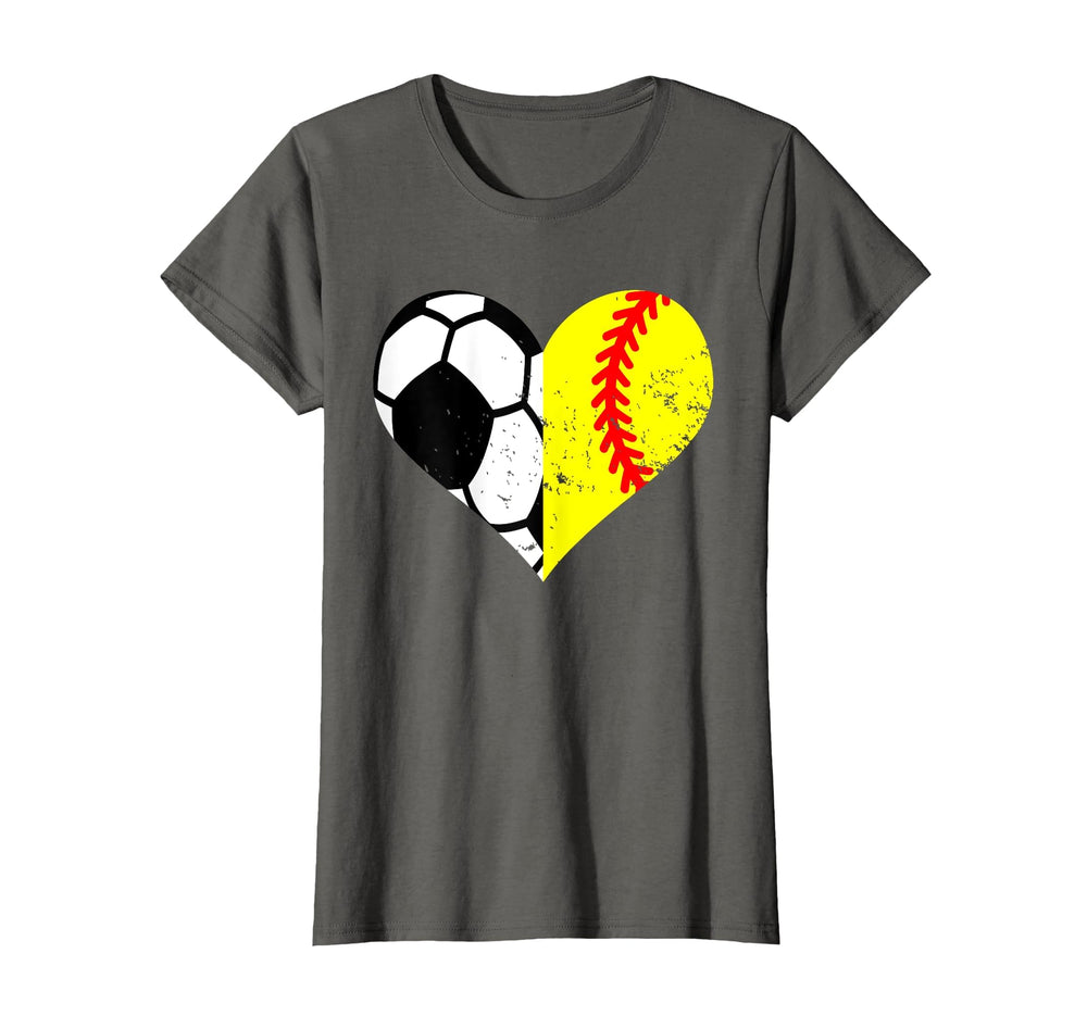 Soccer Softball Heart Funny Soccer T-Shirt - Fun Novelty Design for Adults