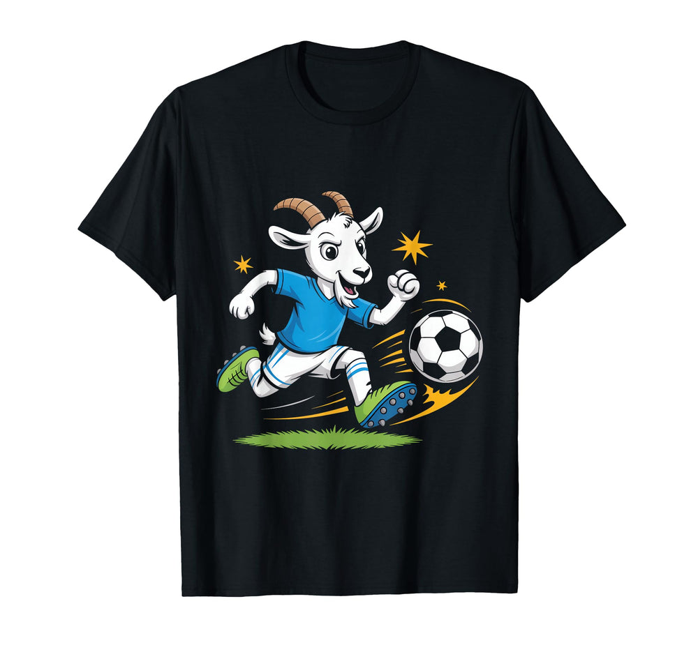 Football Goat Striker Cartoon T-Shirt - Casual Everyday Wear for Adults