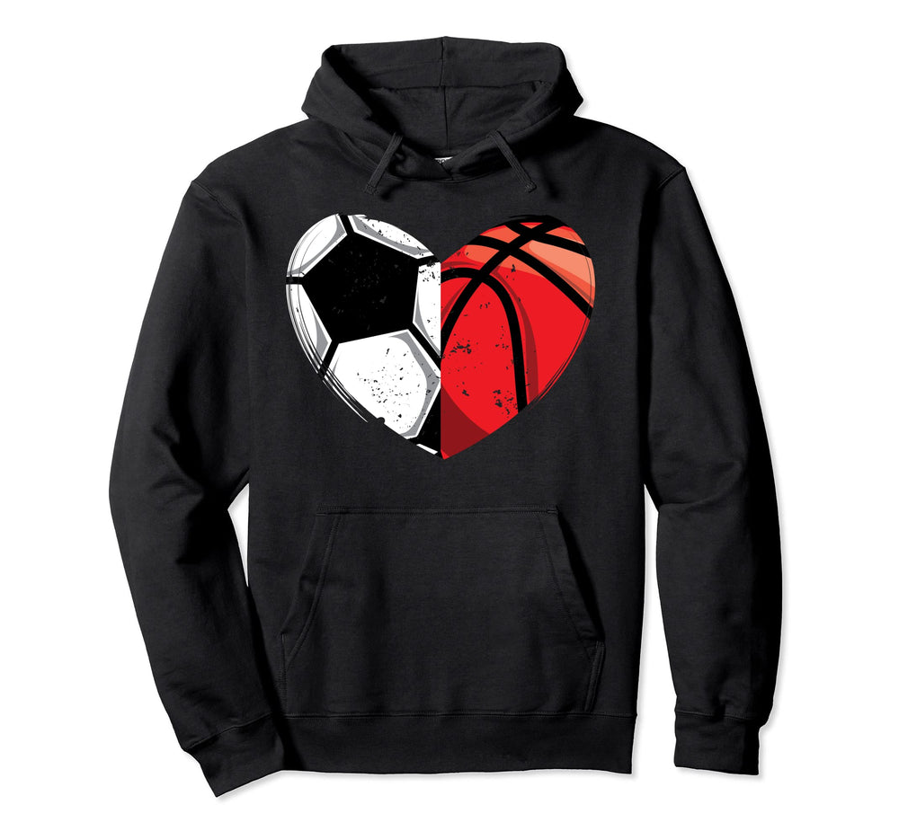 Soccer Heart Basketball Heart Hoodie - Casual Everyday Wear Men Women