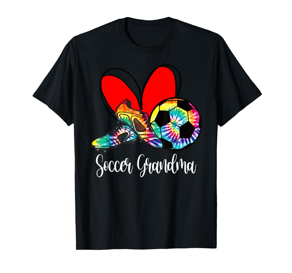 Soccer Grandma Tie Dye Heart Ball T-Shirt - Fun Novelty Design for Adults