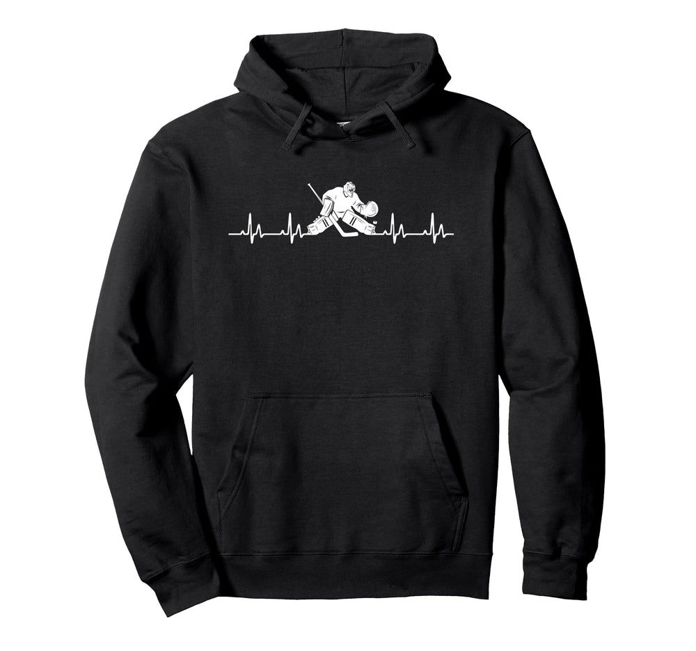 Hockey Goalie Heartbeat Hockey Hoodie - Minimalist Print Men Women