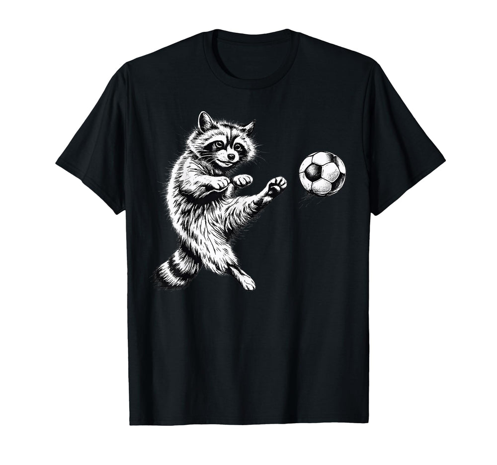 Funny Racoon Soccer Ball Tees T-Shirt - Trendy Graphic Unisex