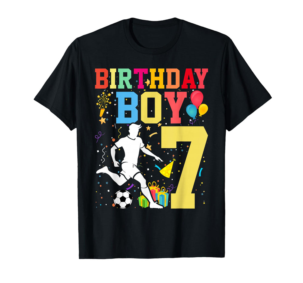 7 Year Old Birthday Soccer 7Th Birthday T-Shirt - Unique Graphic Men Women