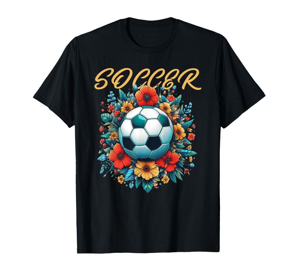 Soccer Ball Floral T-Shirt - Unique Graphic for Adults