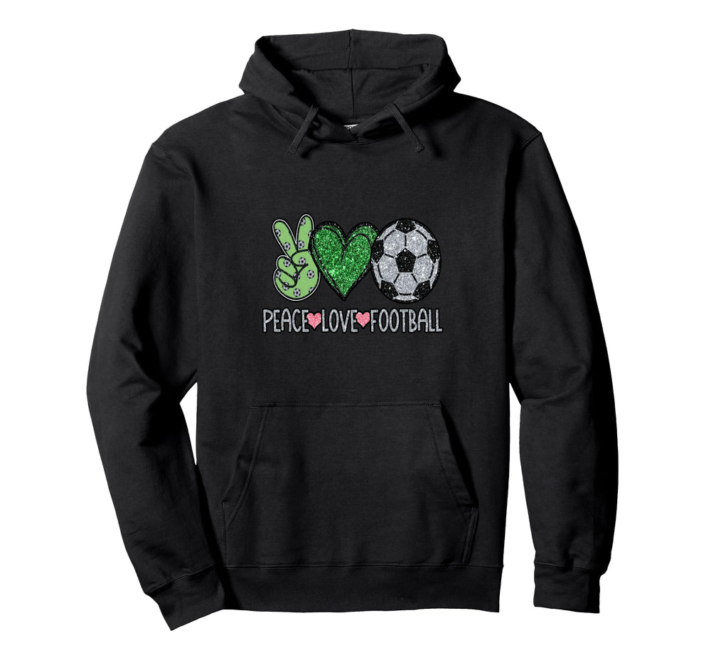 Peace Love Football Soccer Player Hoodie - Fun Novelty Design for Adults