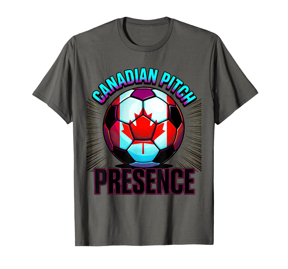 Canadian Pitch Presence Soccer Ball T-Shirt - Trendy Graphic for Adults