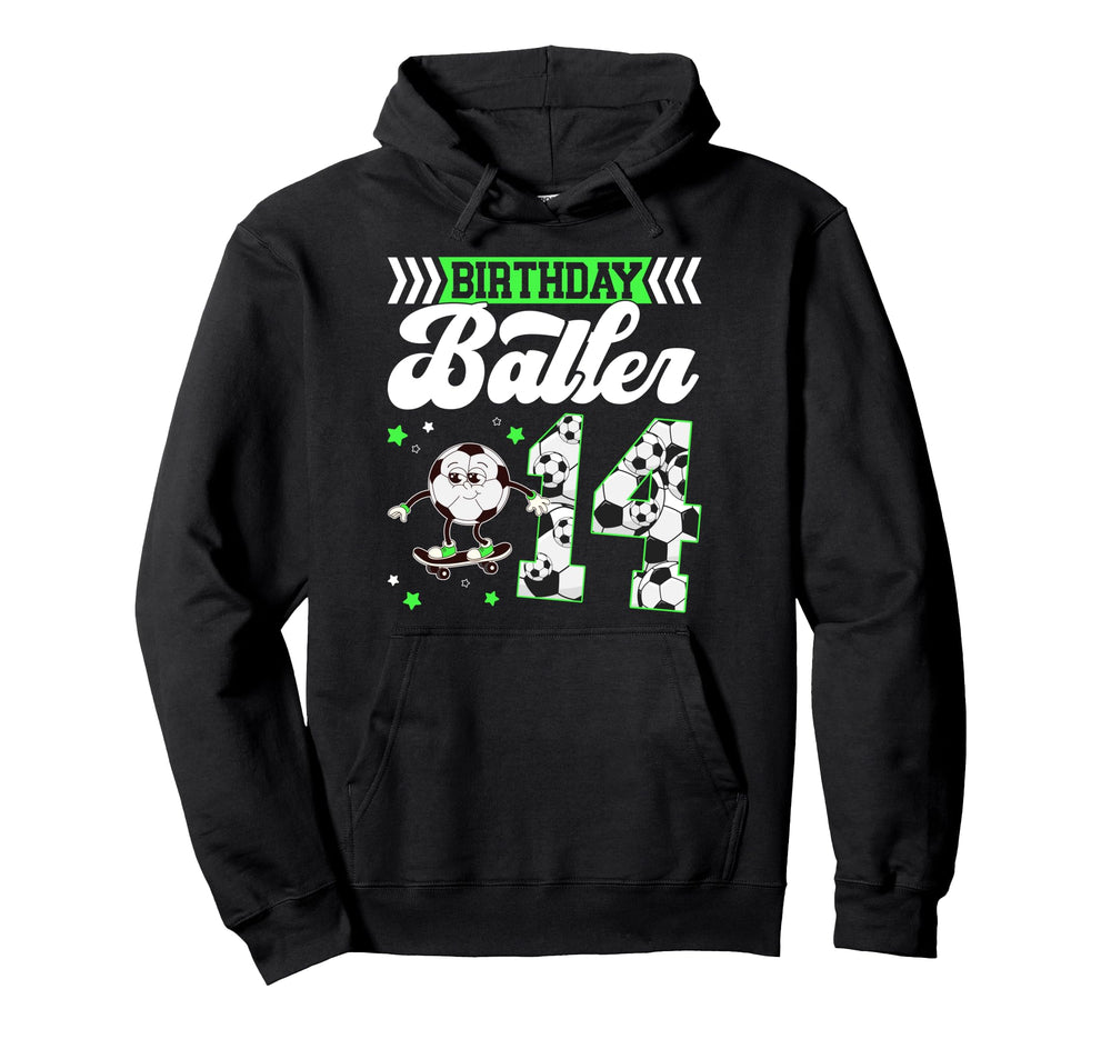 14Th Soccer Birthday Party Fourteen Year Hoodie - Streetwear Style Unisex