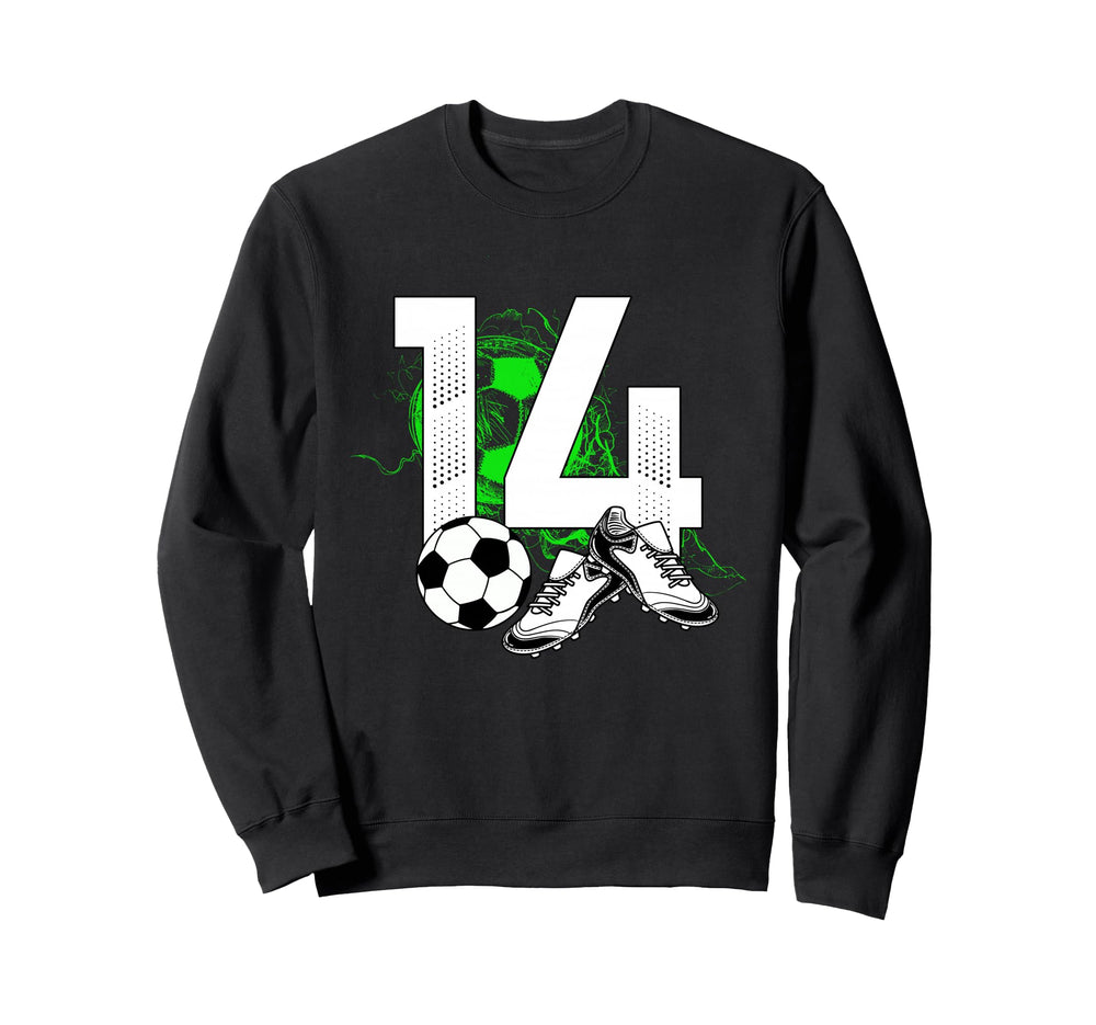 14Th Birthday Soccer Player Sweatshirt - Minimalist Print for Adults