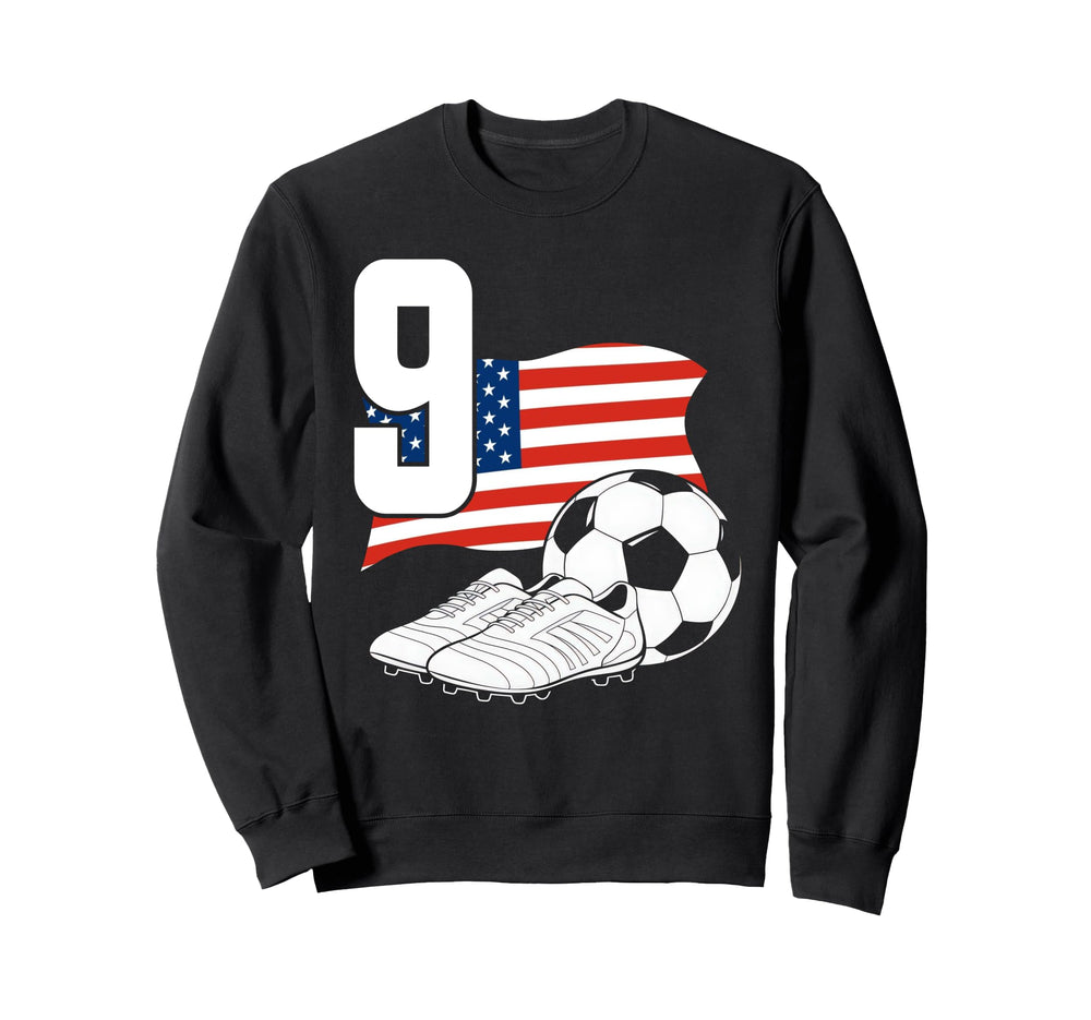 9 Soccer Birthday Gift Soccer Fan Sports Sweatshirt - Graphic Print Unisex