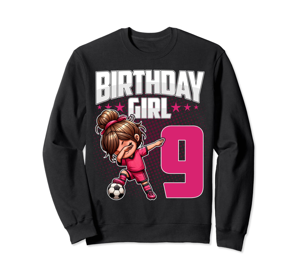 9Th Birthday Soccer Dabbing 9 Years Sweatshirt - Trendy Graphic Men Women