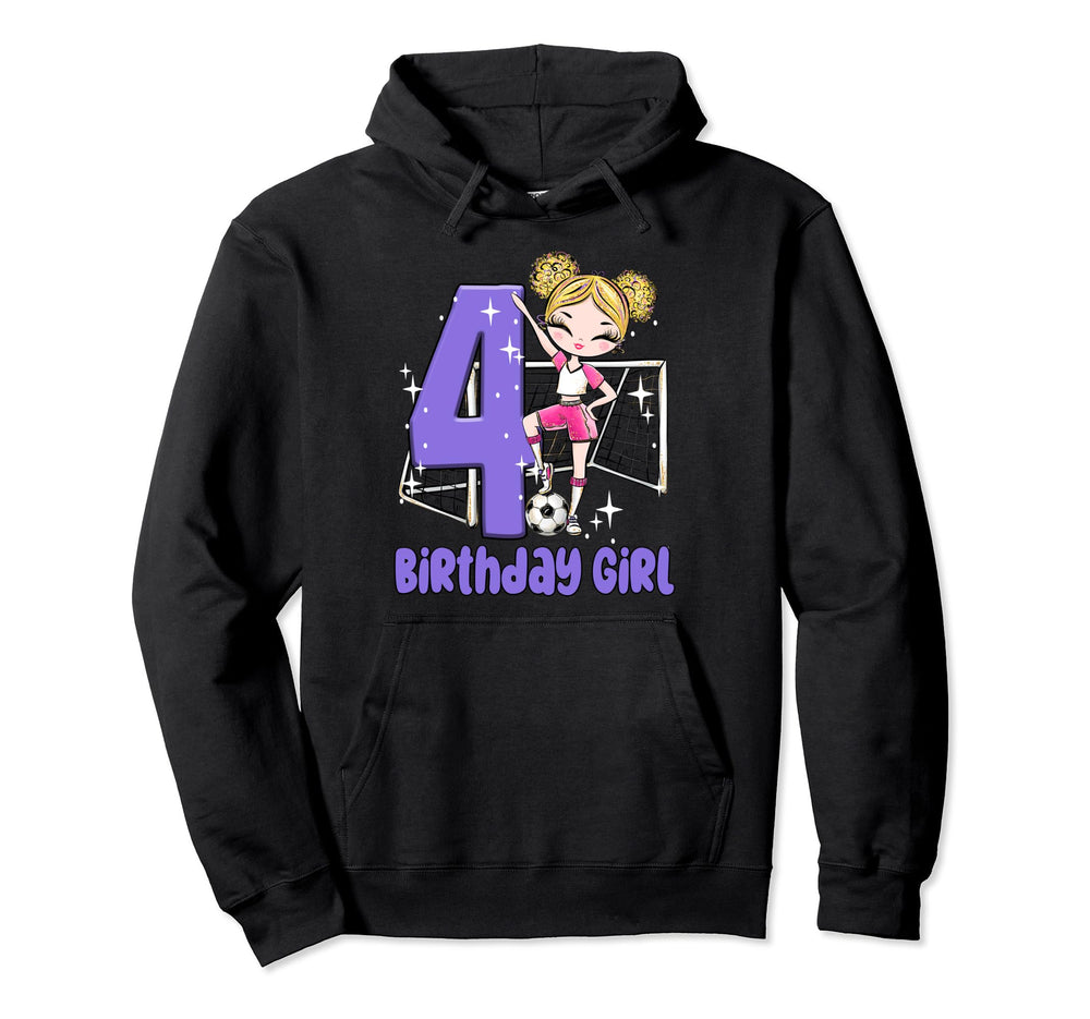 4Th Birthday Soccer Ball Net Party Hoodie - Minimalist Print Men Women