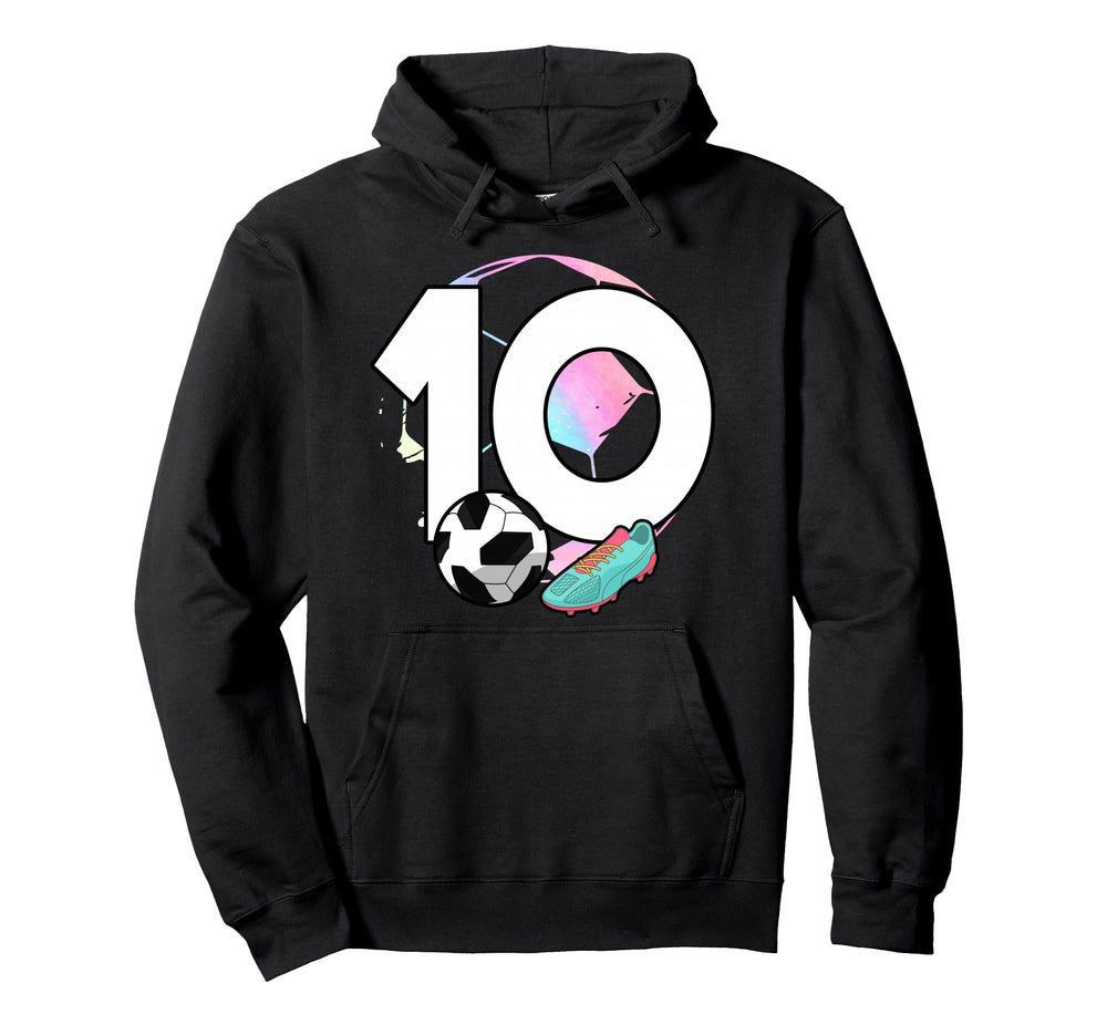 10Th Birthday Soccer Player Football Hoodie - Minimalist Print for Adults