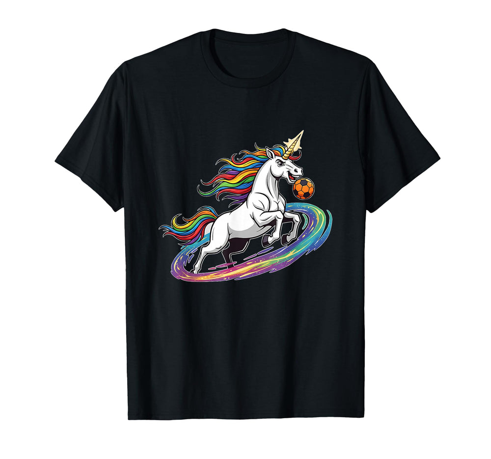 Unicorn Soccer Rainbow Galaxy Fantasy T-Shirt - Trendy Graphic for Adults