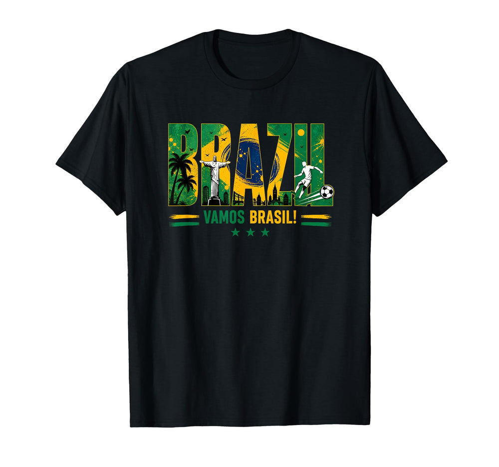 Brazil Soccer Vamos Brasil Football T-Shirt - Novelty Apparel for Adults