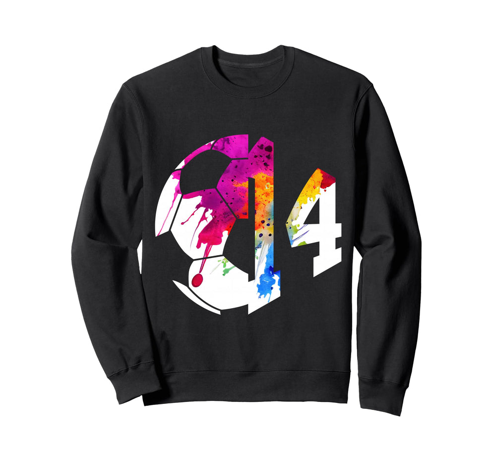 Number 14 Years Soccer 14Th Birthday Sweatshirt - Minimalist Print Unisex