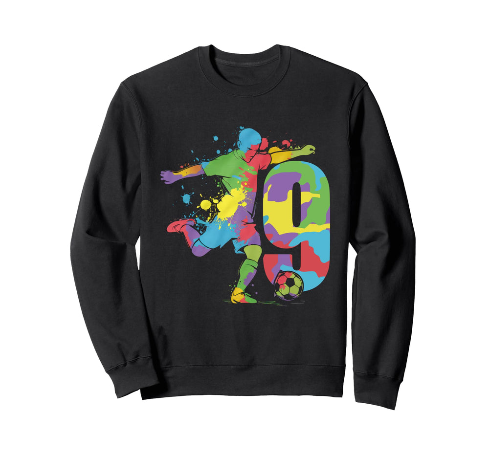 9 Soccer Birthday Gift Soccer Fan Sweatshirt - Aesthetic Graphic Unisex
