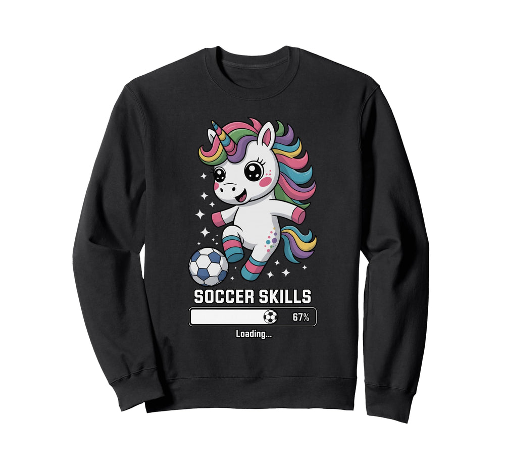 Unicorn Soccer Skills Loading Sweatshirt - Aesthetic Graphic for Adults