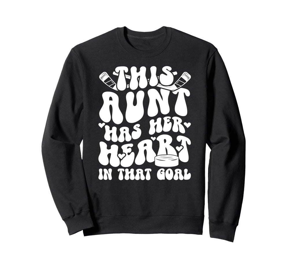 Groovy Hockey Goalie Aunt Hockey Sweatshirt - Fun Novelty Design Men Women