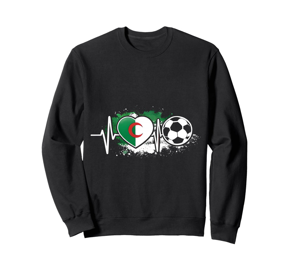Algerian Soccer Heartbeat Flag Sweatshirt - Graphic Print Men Women