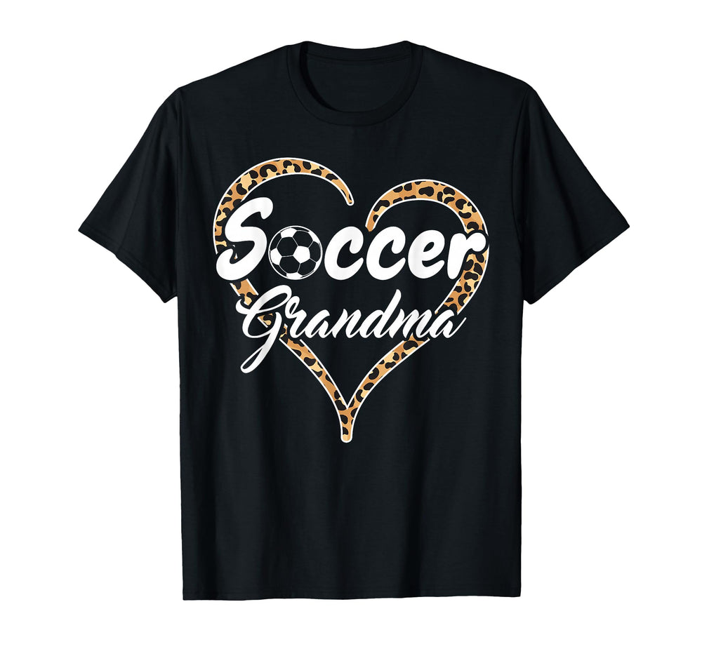 Proud Soccer Grandma Leopard Heart T-Shirt - Minimalist Print Unisex
