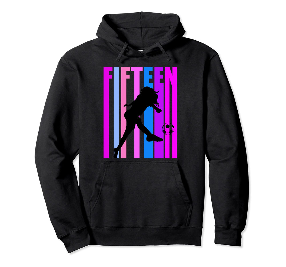 15Th Soccer Birthday Goals Score Plays Hoodie - Graphic Print Unisex
