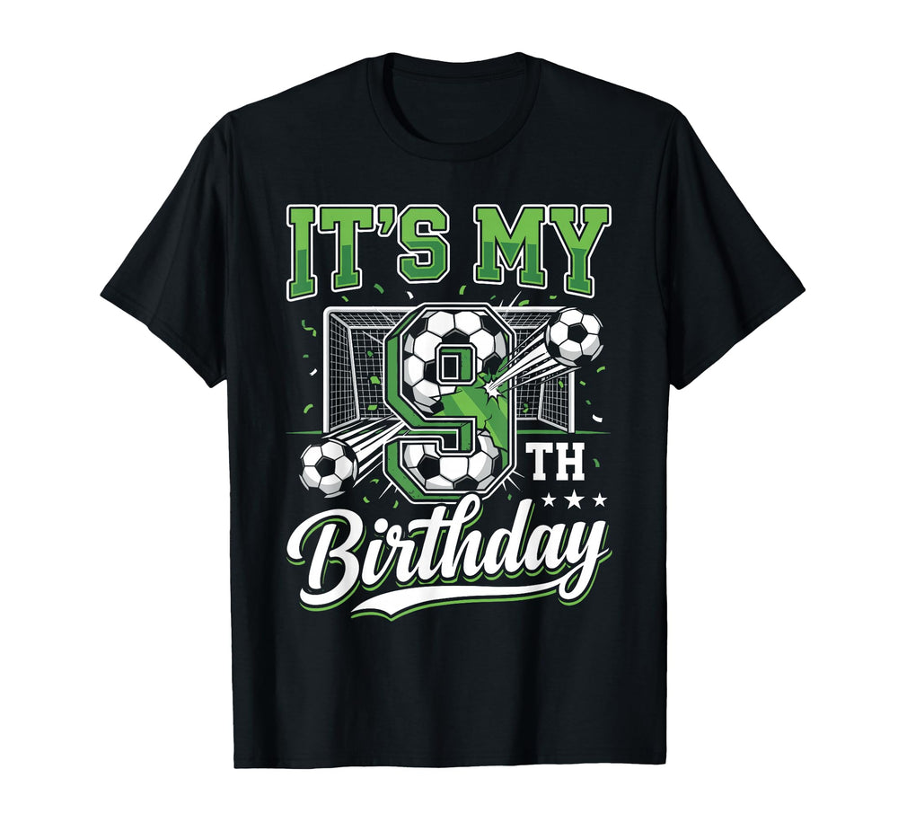 Its My 9Th Birthday Soccer Ball T-Shirt - Minimalist Print for Adults