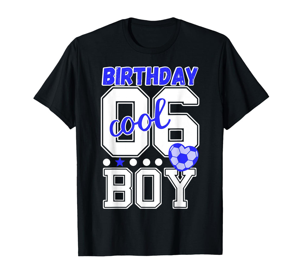 6Th Birthday Blue Soccer Football Heart T-Shirt - Fun Novelty Design Unisex