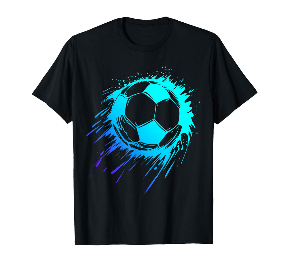 Blue Soccer Ball Soccer Player T-Shirt - Casual Everyday Wear Men Women