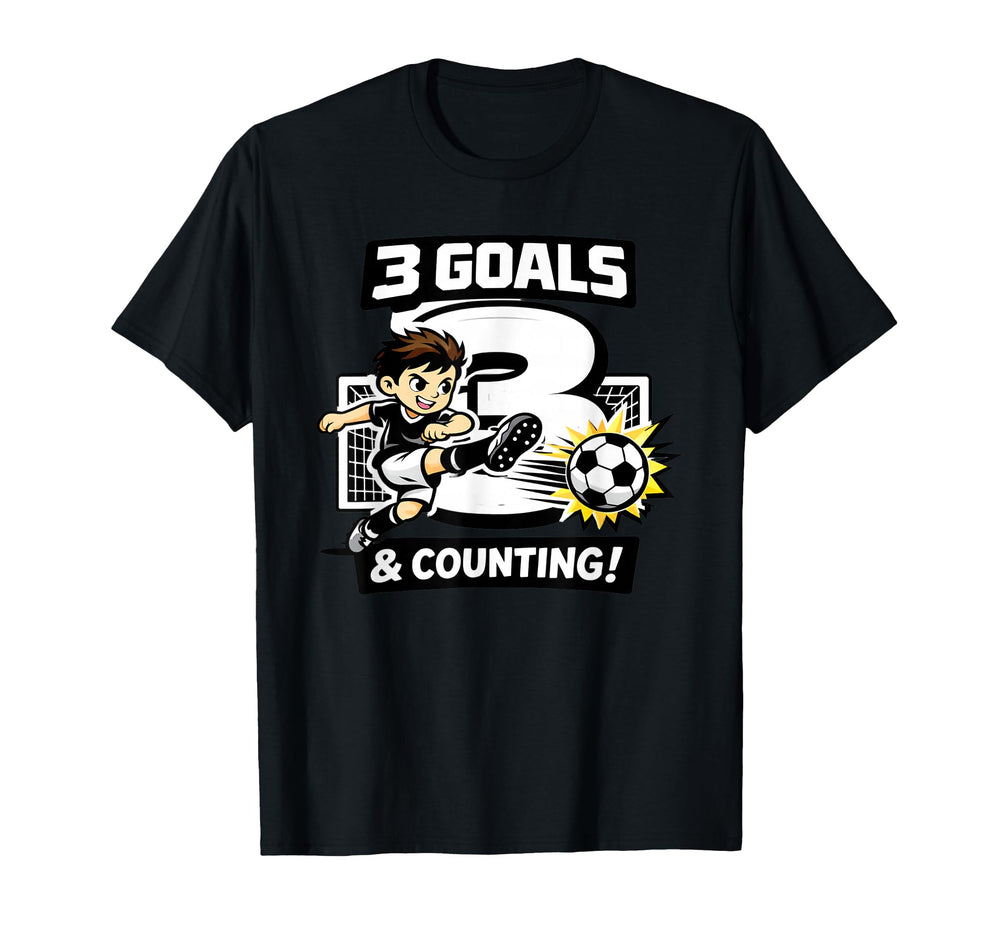 3 Goals Counting Soccer Birthday 3 T-Shirt - Custom Art Print for Adults