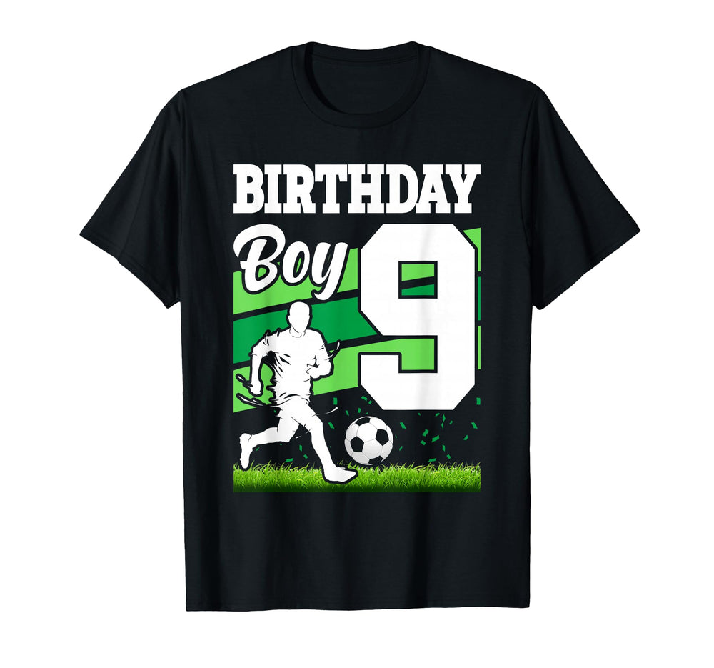 9 Year Old Soccer Birthday Party T-Shirt - Fun Novelty Design Men Women