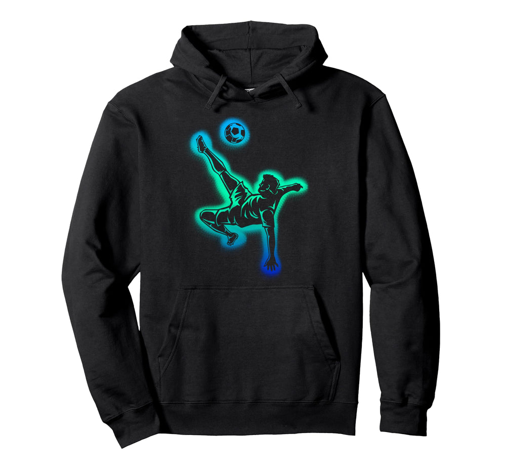 Colorful Soccer Bicycle Kick Splash Art Hoodie - Minimalist Print Unisex