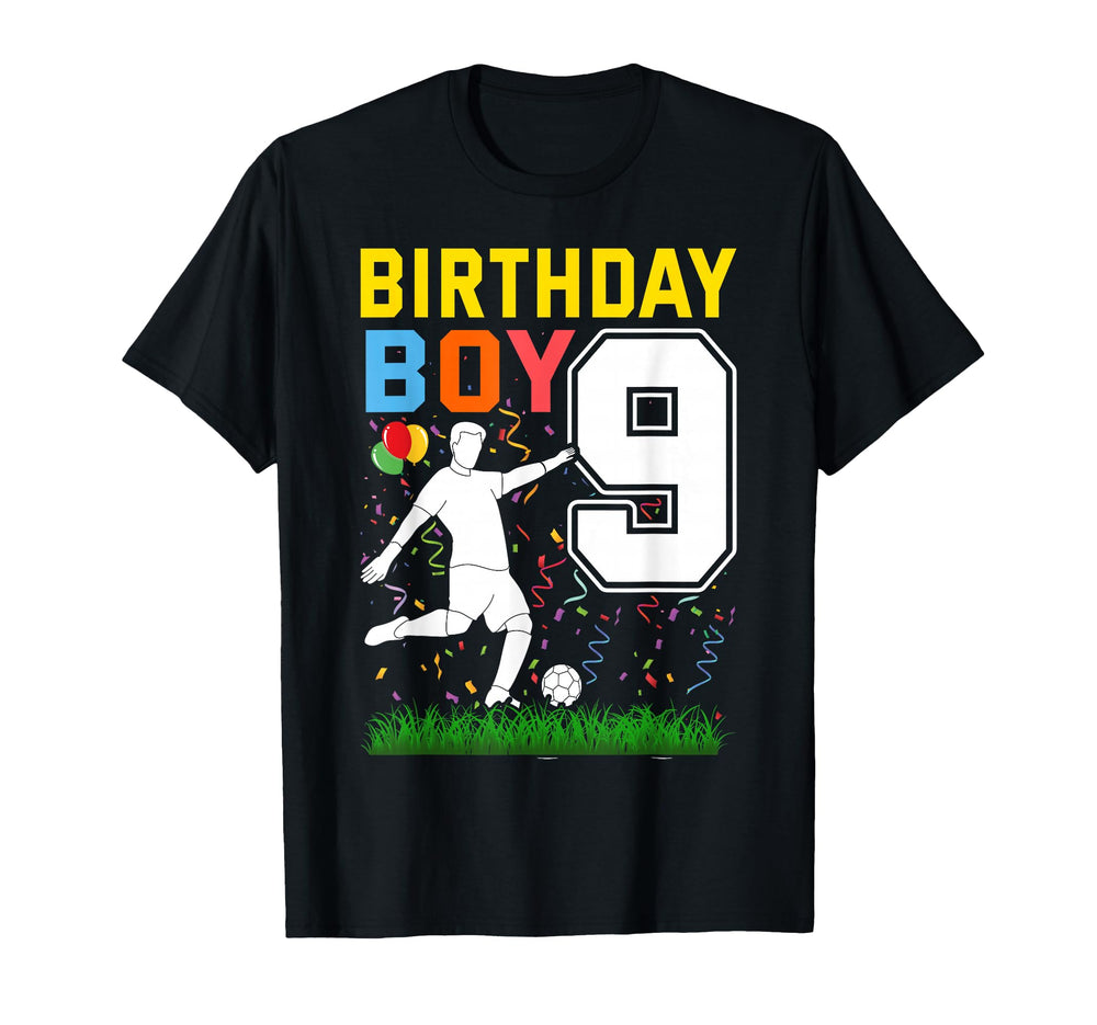 9 Year Old Birthday Soccer 9Th Birthday T-Shirt - Unique Graphic Men Women