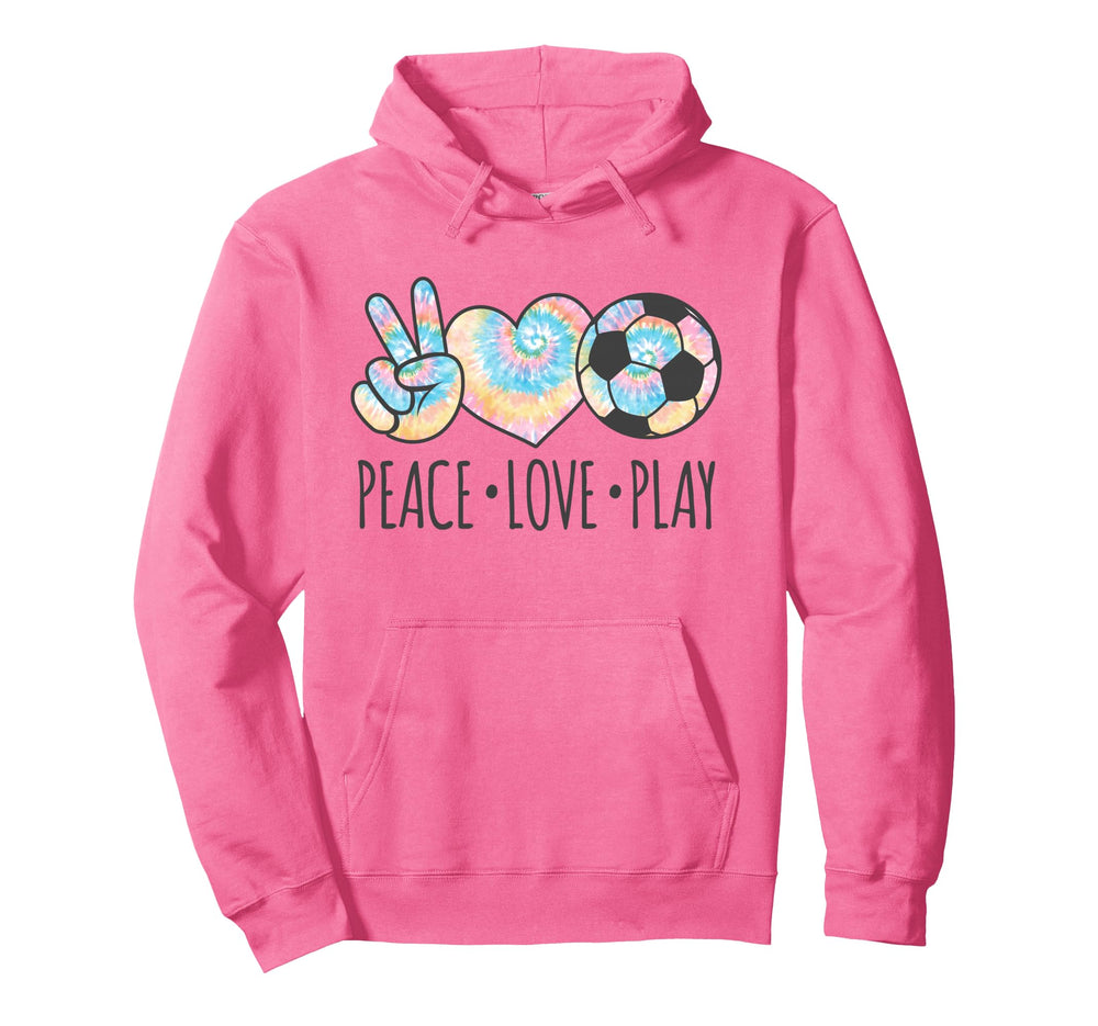 Tie Dye Soccer Teen Peace Love Play Hoodie - Graphic Print for Adults