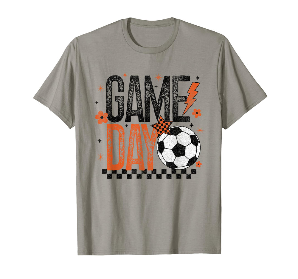 Game Day Soccer Season Checkered Orange T-Shirt - Aesthetic Graphic Unisex