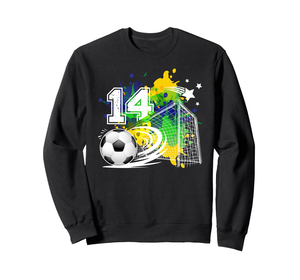 14Th Soccer Birthday Party 14 Year Old Sweatshirt - Novelty Apparel Unisex