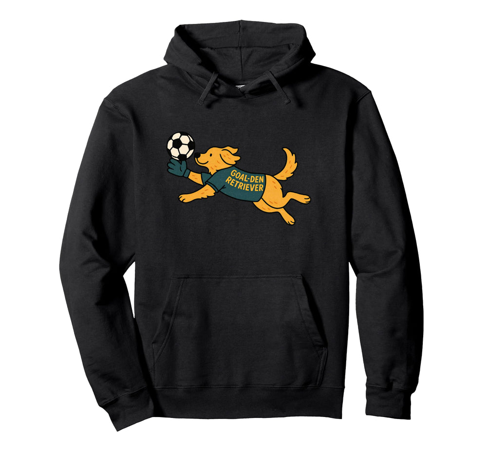 Funny Golden Retriever Soccer Player Hoodie - Minimalist Print for Adults