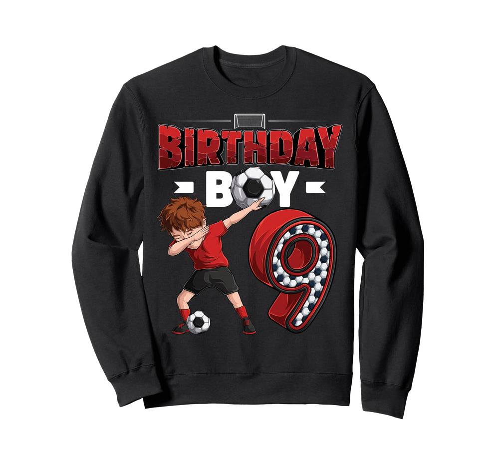 Dabbing 9 Year Old Soccer Player 9Th Sweatshirt - Novelty Apparel Unisex