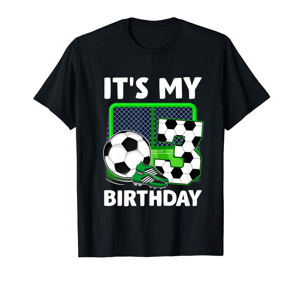 Its My 3Rd Soccer Party 3 Year Old Birthday T-Shirt - Graphic Print Unisex