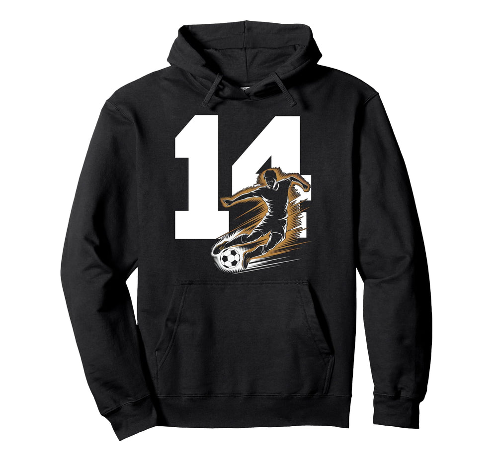 14 Soccer Birthday Gift Soccer Fan Hoodie - Minimalist Print for Adults