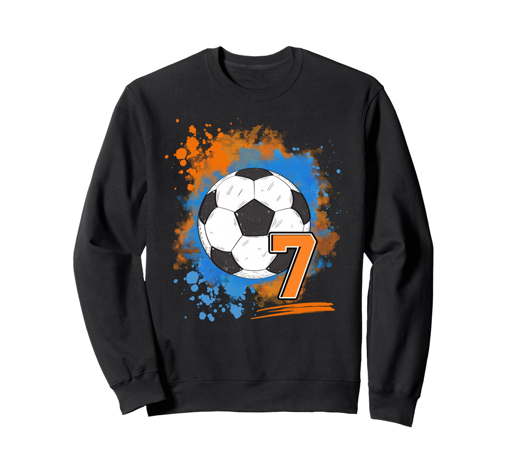 7Th Birthday 7 Years Old Soccer Ball Sweatshirt - Novelty Apparel Men Women